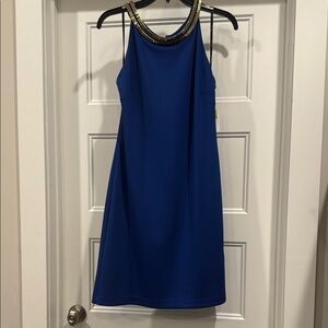 Jessica Simpson Blue Halter Sheath Mini Dress